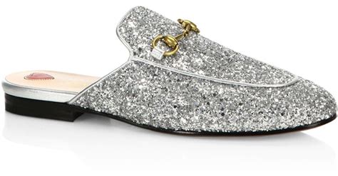 gucci silver glitter mules